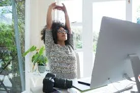 Calm workspace with room for brief movement breaks